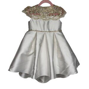 Rare Editions NWT Ivory Embroidered Formal Dress 4T Flower Girl Baptism Bautismo